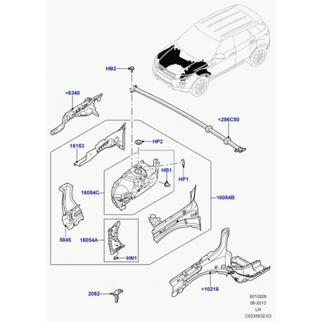 Land rover panneau exterieur jupe avant Evoque (LR028495)