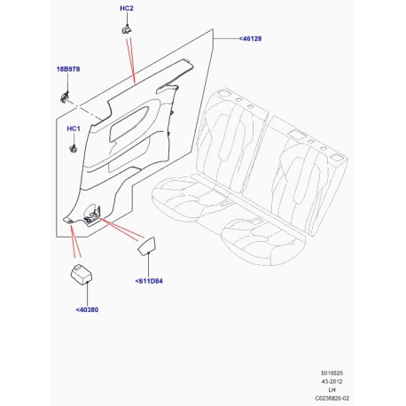 Land rover tole interieure panneau lat. ar Evoque (LR029275)