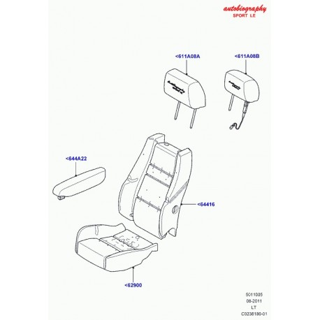 Land rover garnissage coussin de siege Range Sport (LR029348)