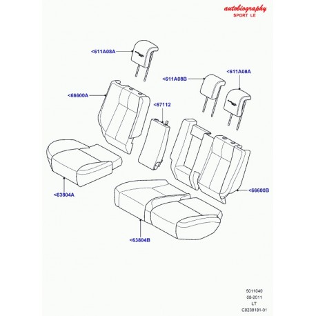 Land rover garniture coussin de siege arrière Range Sport (LR029391)