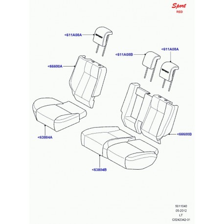 Land rover garniture dossier de siege arrière Range Sport (LR029401)