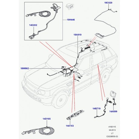 Land rover cablage prise Discovery 3, Range Sport (LR029566)