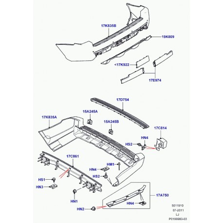 Land rover insert pare-chocs Range L322 (LR029581)