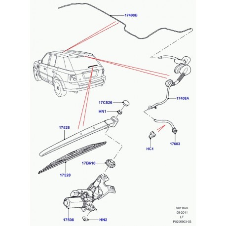 Land rover tuyau flexible lave-glace Range Sport (LR029600)