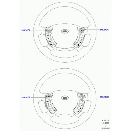 Land rover interrupteur volant Range L322 (LR029647)