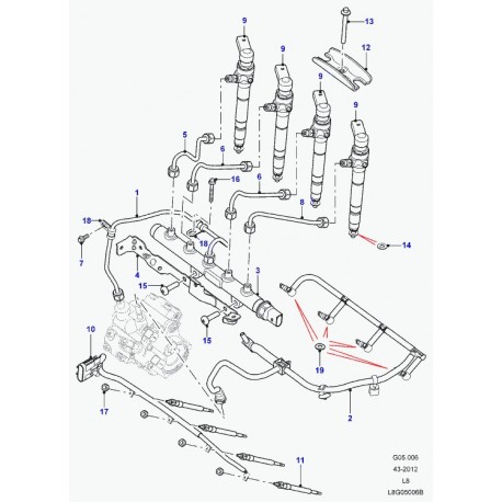 Land rover tuyau de retour de combustible Defender 90, 110, 130 (LR029948)