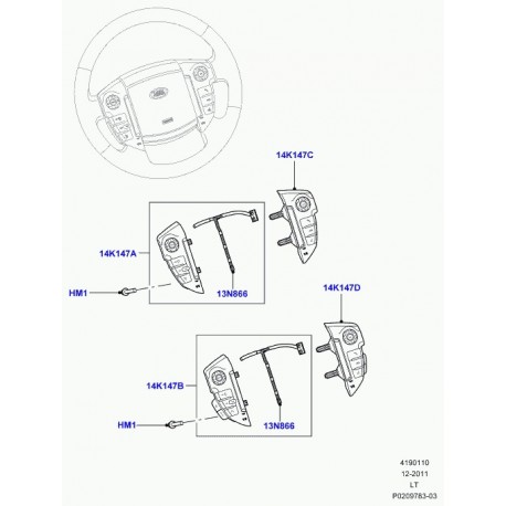 Land rover interrupteur volant Range Sport (LR030359)