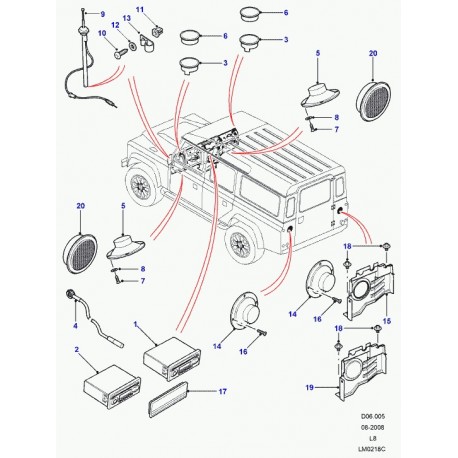 Land rover adaptateur audio Defender 90, 110, 130 (LR030557)