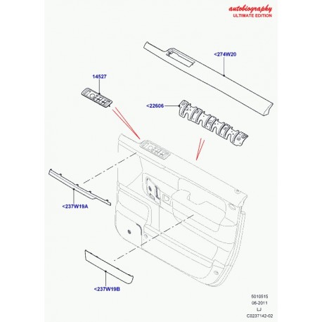 Land rover piece insertion garnissage porte Range L322 (LR031022)