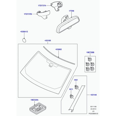 Land rover moulding windshield Discovery 3 (LR031186)