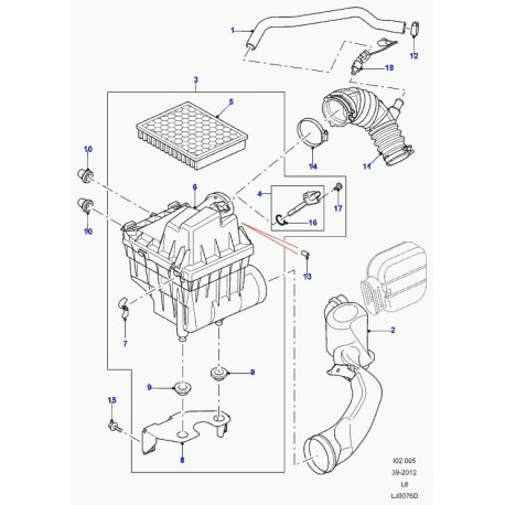 Land rover boitier filtre air complet Defender 90, 110, 130 (LR031342)