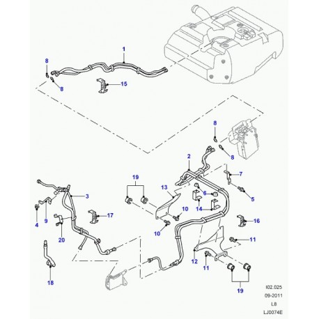 Land rover tuyau de combustible Defender 90, 110, 130 (LR031344)