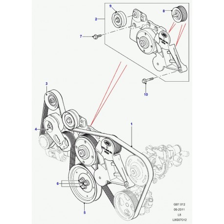 Land rover courroie Defender 90, 110, 130 (LR031361)