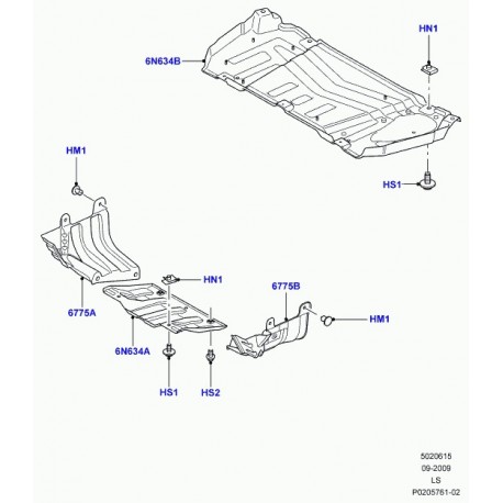 Land rover carton protec.-compart. moteur Discovery 3 (LR031643)