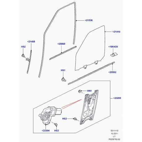 Land rover antibruit-manivellede leve-glace Discovery 3, Range Sport (LR031724)