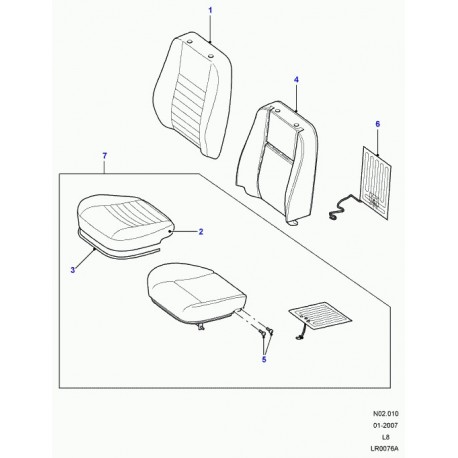 Land rover garnissage dossier de siege Defender 90, 110, 130 (LR032227)