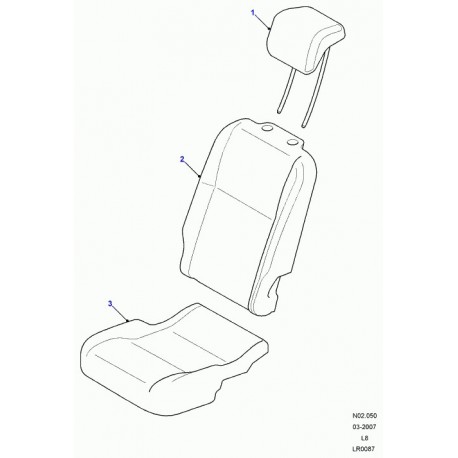 Land rover garniture dossier de siege arrière Defender 90, 110, 130 (LR032254)