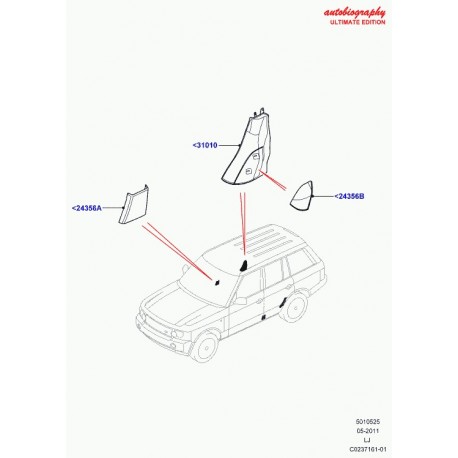 Land rover garnissage de montants b et c Range L322 (LR032414)