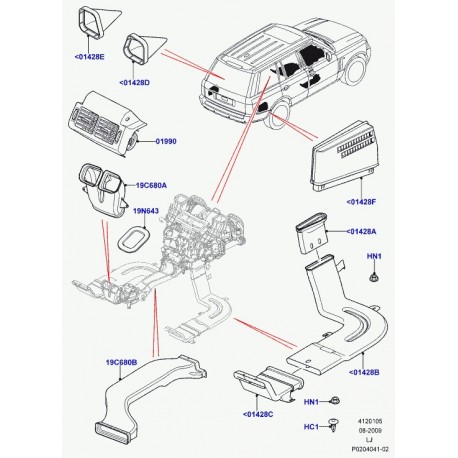 Land rover ventilation consolecentrale Range L322 (LR032872)