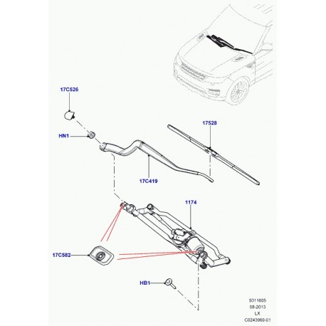 Land rover ecrou six pans avec rondelle plate Range L405,  Sport (LR033021)