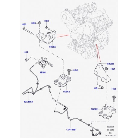 Land rover ensemble flexible de pression Range L405,  Sport (LR033167)