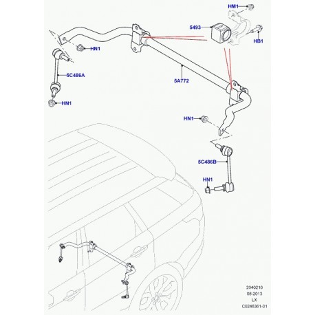 Land rover bague barre stabilisatrice Range L405,  Sport (LR033239)