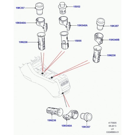 Land rover bouton et element allume-cigare Range L405,  Sport (LR033354)