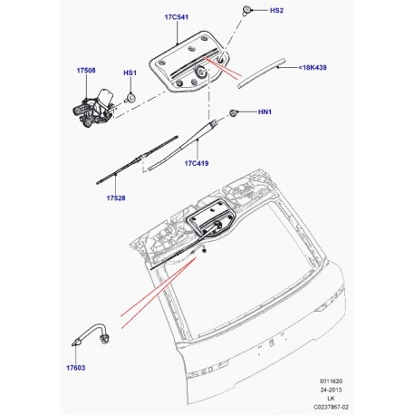 Land rover moteur d'essuie-glace Range L405 (LR033420)