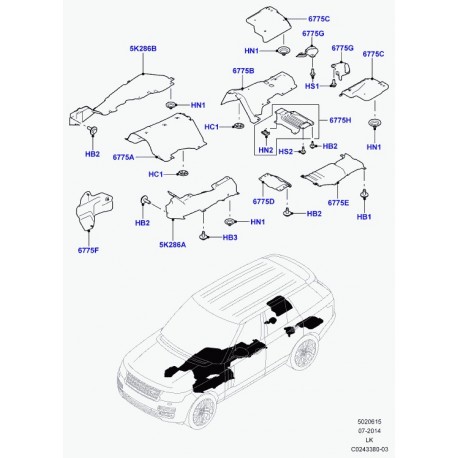 Land rover protection plancher arriere Range L405 (LR033705)