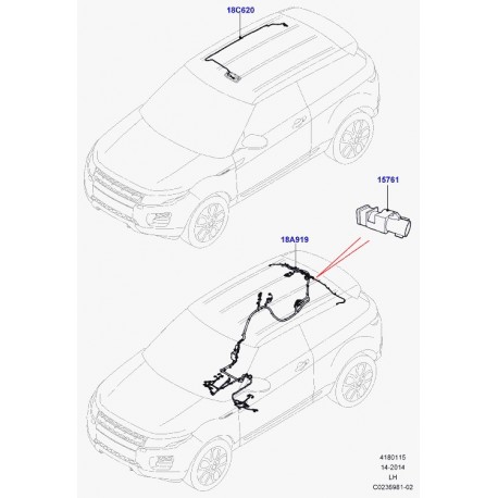 Land rover cablage pavillon Evoque (LR033962)