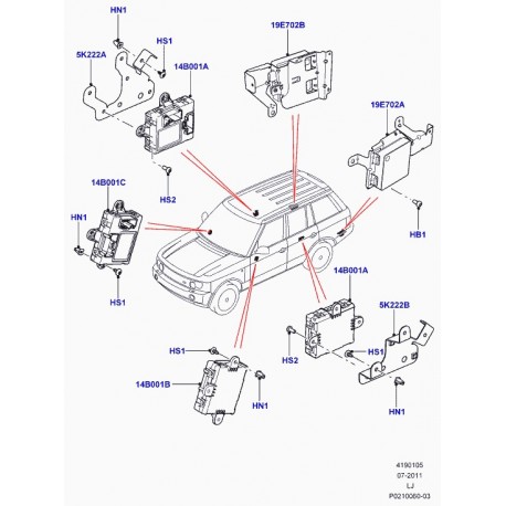 Land rover capteur-surveillance angles morts Range L322 (LR034149)