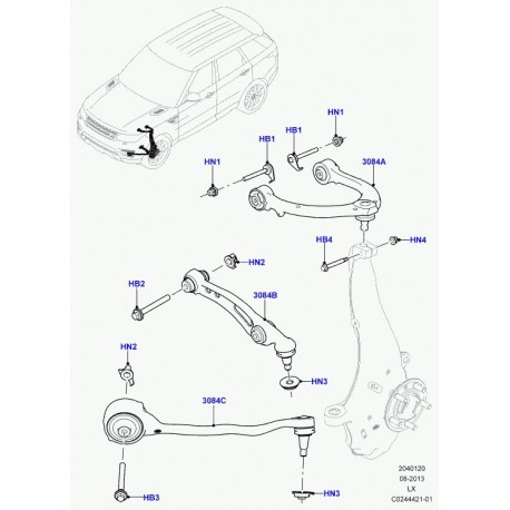 Land rover ecrou a collet Range L405,  Sport (LR034221)