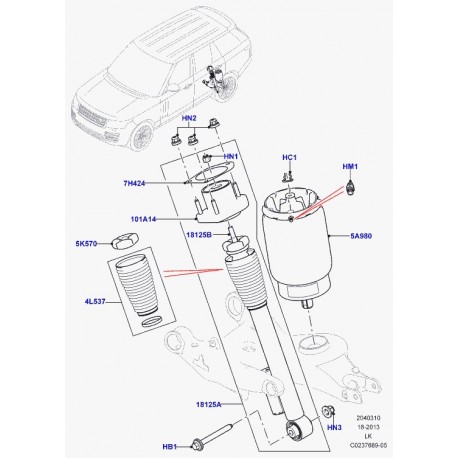 Land rover amortisseur arriere Range L405 (LR034241)