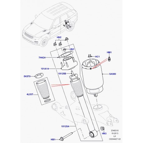 Land rover ecrou Range L405,  Sport (LR034278)