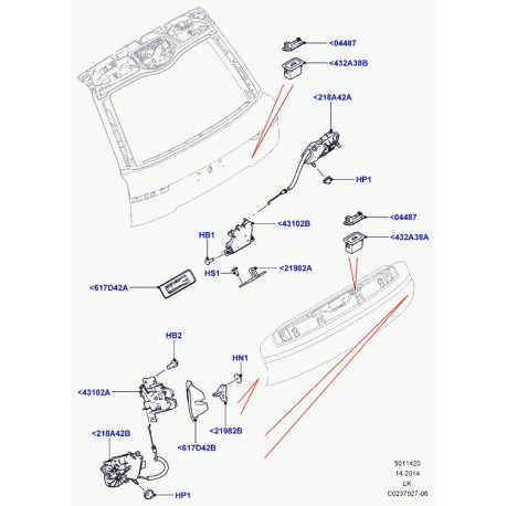 Land rover cache verrouillage Range L405 (LR034342)