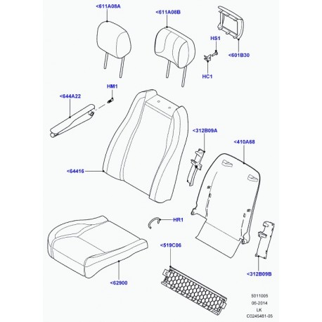 Land rover garniture dossier de siege avant Range L405 (LR034360)