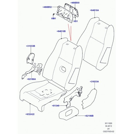 Land rover revetement coussin de siege Range L405 (LR034380)