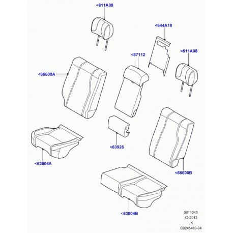 Land rover garniture dossier de siege arrière Range L405 (LR034424)