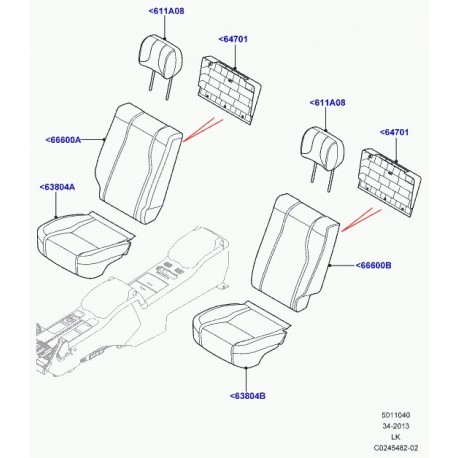 Land rover garniture dossier de siege arrière Range L405 (LR034426)