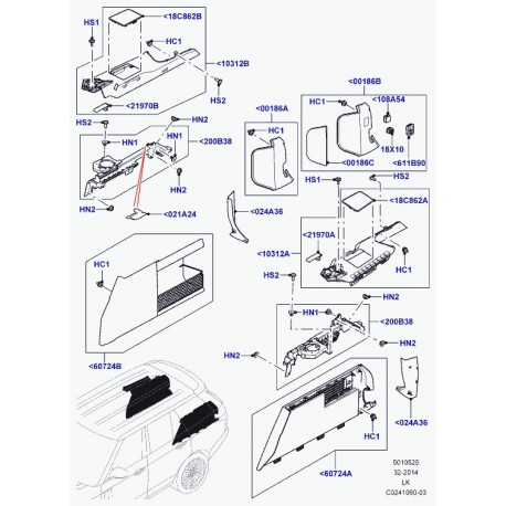 Land rover plaque obturation de commutateur Range L405 (LR034471)