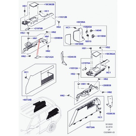 Land rover plaque obturation de commutateur Range L405 (LR034472)