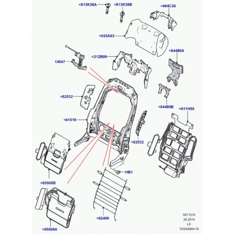 Land rover support dossier siege avant Range L405,  Sport (LR034477)