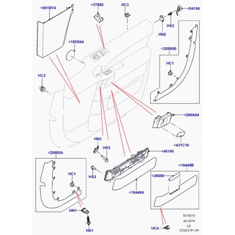 Land rover poignée vide-poches Range L405,  Sport (LR034526)