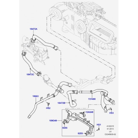 Land rover tuyau a eau chaude Range Sport (LR034598)