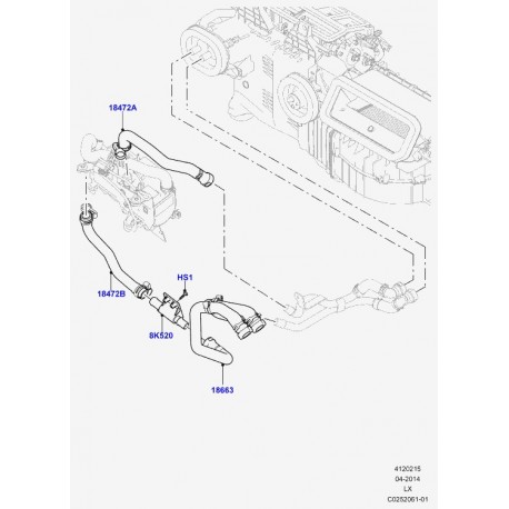 Land rover tuyau a eau chaude Range L405,  Sport (LR034600)