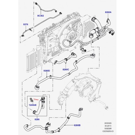 Land rover flexible circuit refroidissement Range Sport (LR034625)