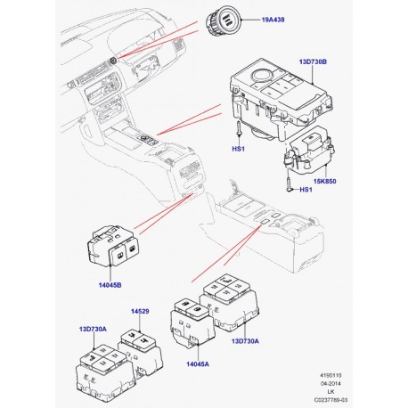 Land rover commutateur reglage electrique siege Range L405 (LR034950)