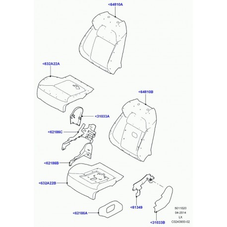 Land rover revetement coussin de siege Range L405,  Sport (LR035266)