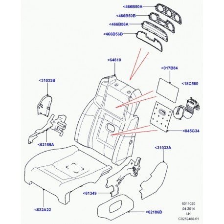 Land rover revetement coussin de siege Range L405 (LR035269)