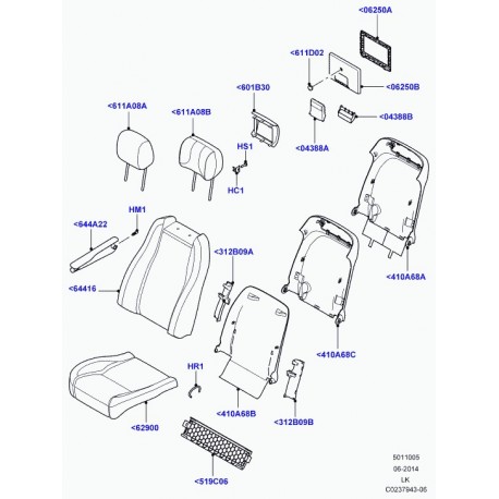 Land rover garnissage dossier de siege Range L405 (LR035302)